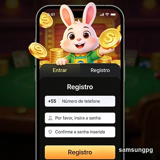 Tela de registro do samsungpg em dispositivo móvel.