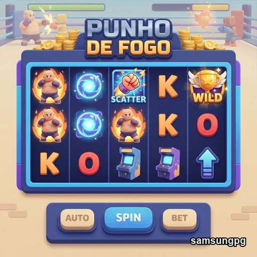 Slot 'Punho de Fogo' com características do site samsungpg.