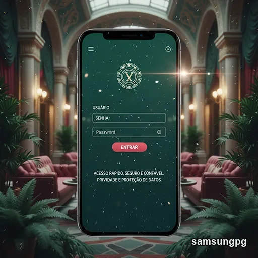 Tela de login da samsungpg, destacando segurança e privacidade.