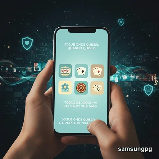 Pessoa usando smartphone para acessar jogos na samsungpg.