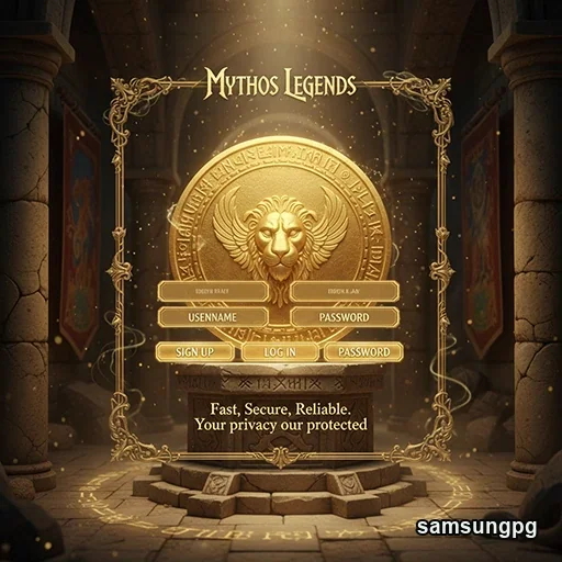 Tela de login do jogo Mythos Legends na samsungpg