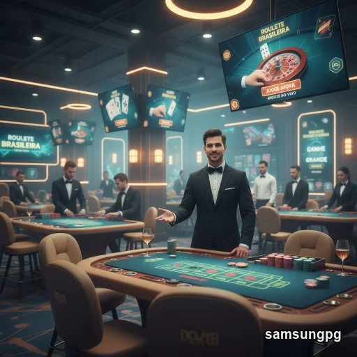 Croupier apresentando roleta ao vivo na samsungpg.